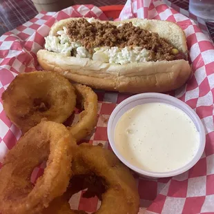 Kids 1 Hot Dog with 1 Side (onion rings)