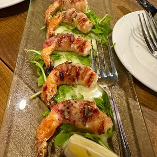 Pancetta-Wrapped Prawns are a must order! Super tasty