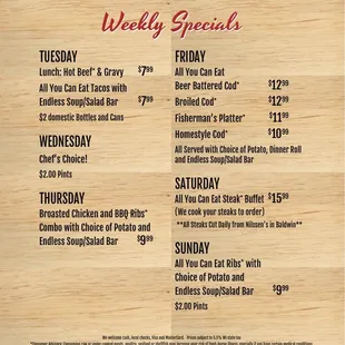 Weekly specials