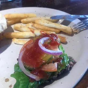 The BEST third pounder Hamburger on the North Side!  That is, what is left of one! French Fries are crisp and soft in the middle!