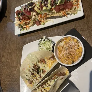 Poke and cod tacos