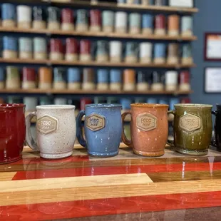 Mugs of beer for Mug Club members.