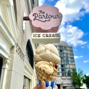 double scoop in waffle cone ($6.75) -- salted caramel &amp; viet coffee