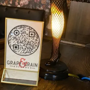 a lamp and a sign