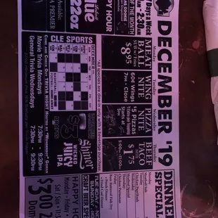 Week menu