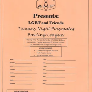a flyer for a bowling league