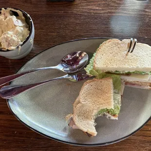 sandwich and side (nice silverware)