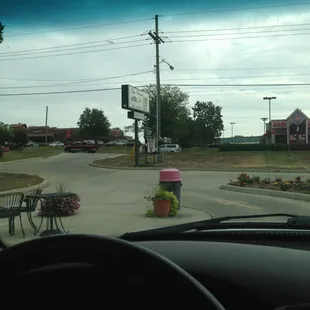 Sitting in the drive through.