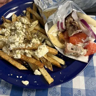 Pork Souvlaki, Greek Fries