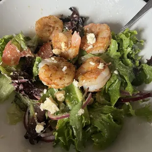 Greek Salad with grilled shrimp