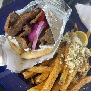 Gyro with Greek fries