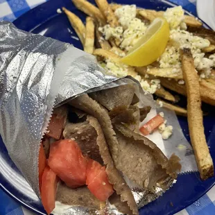 Gyro with Greek fries