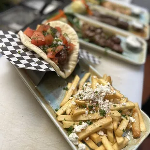 Keftedes Souvlaki Pita Sandwich with Fries