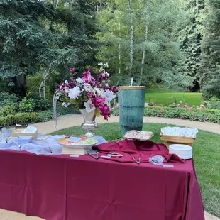 Getting ready to place food on the buffet