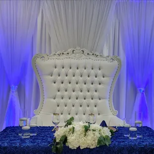 King couch for the bride and groom seating