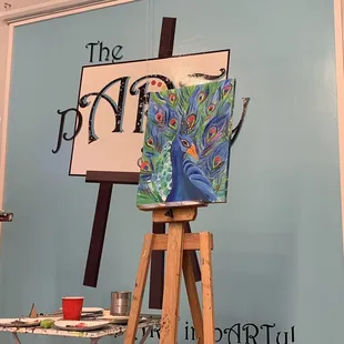 the instructor teaching area and example painting