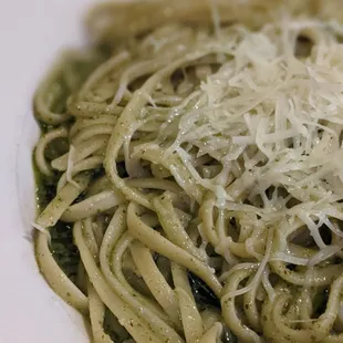 Pesto linguine, up close