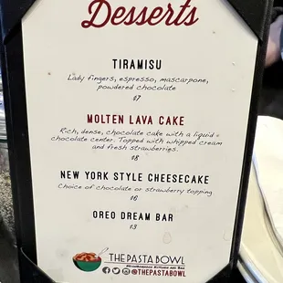 menu