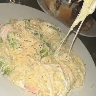 Fettucine Angel Hair Shrimp &amp; Broccoli Alfredo