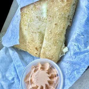 HOT bread with spicy cheese spread. So gooood.