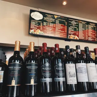 many bottles of wine on the counter