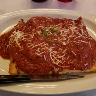 Open faced meatball sandwich