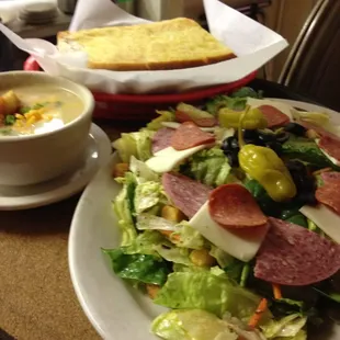 Antipasto Salad with Cream of Potato soup