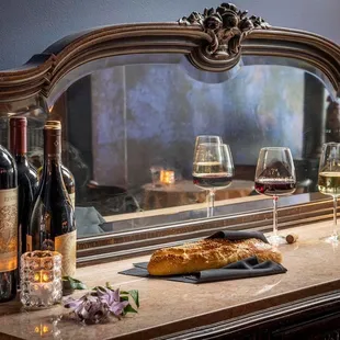 Wine flight and freshly baked bread