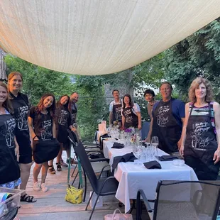 Fresh Mozzarella Making Class attendees 
Loving their Aprons