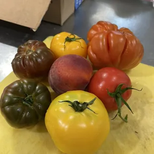 Heirloom tomatoes for our Caprese with house made mozzarella