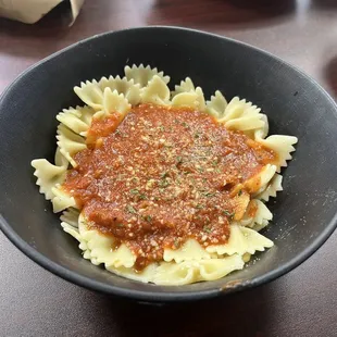 Bow tie pasta, meat sauce
