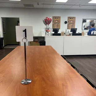 Multi gender bathroom. Simple setup with ordering done at the counter.