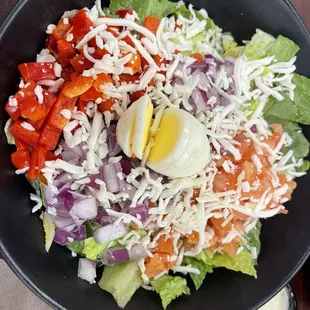 Italian salad with blue cheese dressing