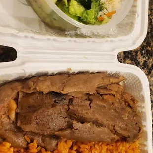 #3 2 pasteles, gandule rice and bacalao salad.   My favorite!