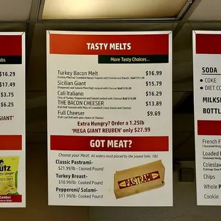 menu as of March 2024