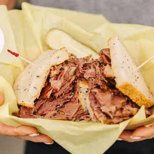 Number 18 - classic NY-style piled pastrami on rye bread with deli mustard