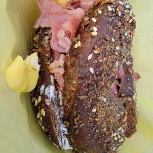 a close up of a sandwich