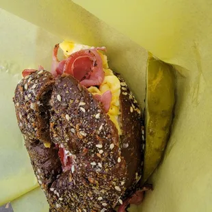 a sandwich with a pickle