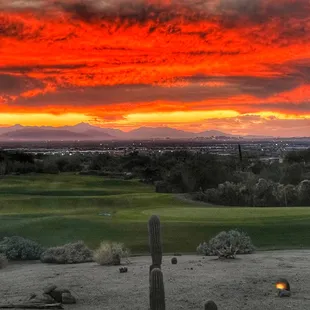 gorgeous sunset over the fairway