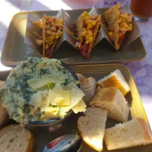 Ahi wontons  Spinach artichoke dip