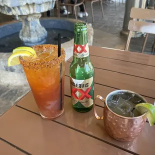 Michelada, bourbon Moscow mule