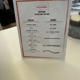 Happy hour menu