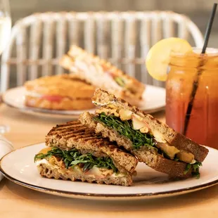 a sandwich and a drink