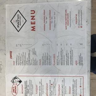Menu - July 2019