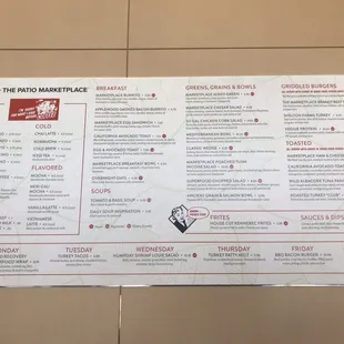 New lunch menu - July 15, 2019