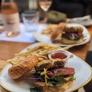 two plates of food on a table