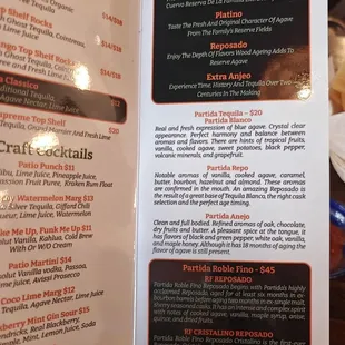 Drink menu, side 2