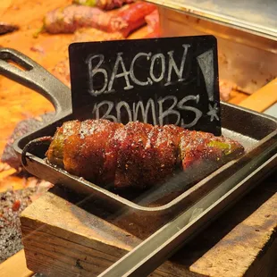 bacon on buns in a pan