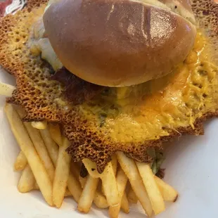 a burger and french fries