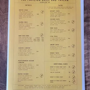 Menu as of January 2023